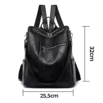 Cartera Mochila Urbana En Cuero Pu Bolsillo Externos - Imagen 4