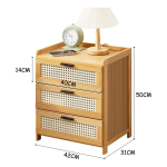 Mesa De Luz Con 3 Cajones Tipo Ratan Bamboo Dormitorio - Imagen 5