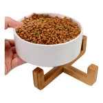 Comedero Bebedero Mascota Elevado Ceramica Base Madera - Imagen 10