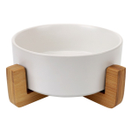 Comedero Bebedero Mascota Elevado Ceramica Base Madera - Imagen 3