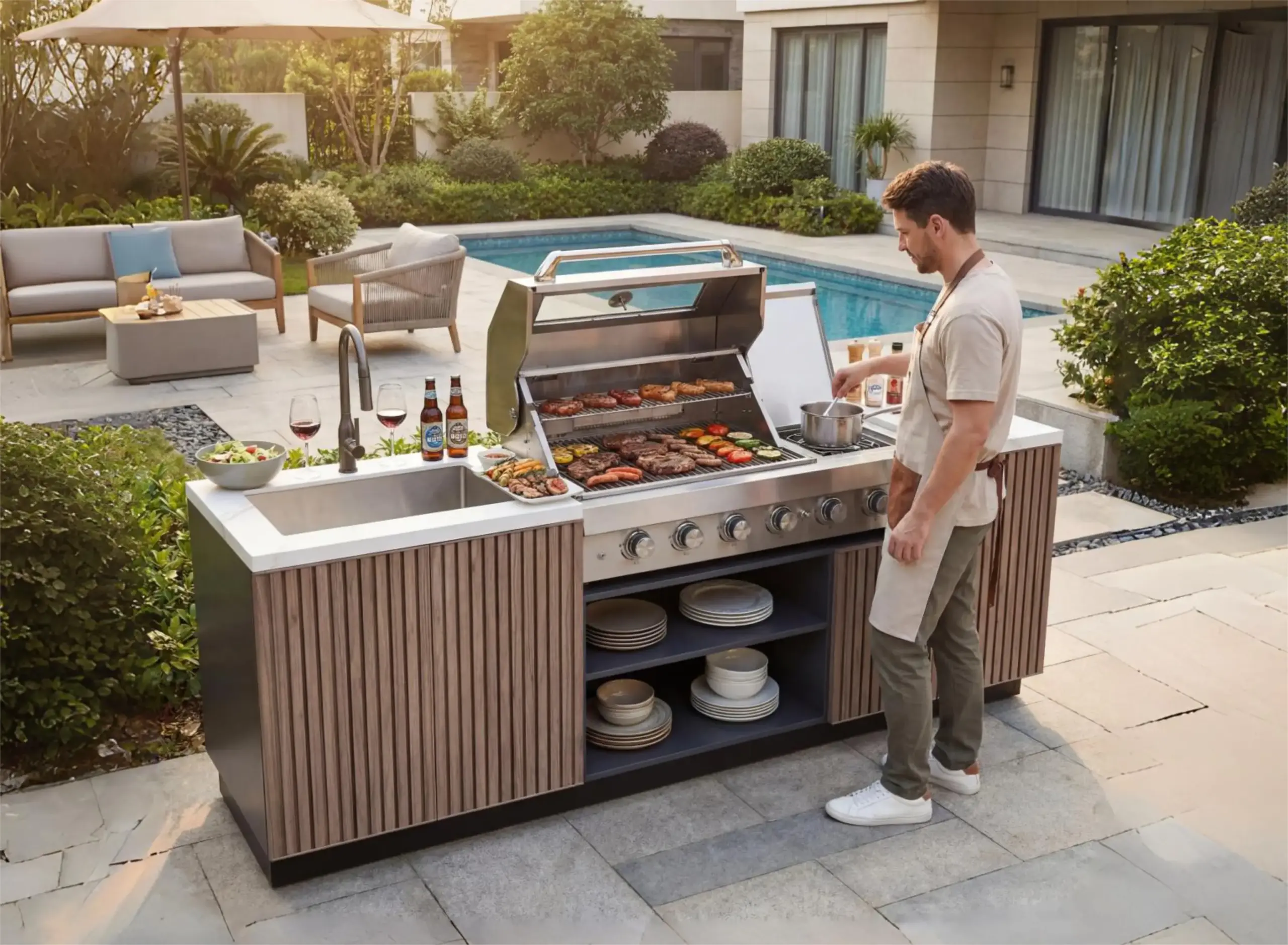 Kc-04 Cocina Exterior con Parrilla de Acero Inoxidable – KC-04 - Imagen 1